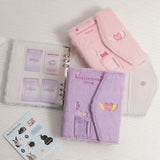 A5 Fluffy Embroidered 6-Ring Snap Closure Photo Album with 4-Pocket Pages Purple