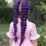 2PCS Purple Ponytail Extensions with Elastic Tie Straight Sleek Wrap Around Braids Purple