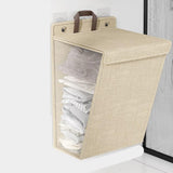 2 PCS Wall Mounted Foldable Laundry Hamper Hanging Clothes Storage Basket Beige