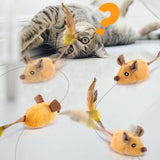 Squeaky Escaping Mouse Toy Light-up Auto Moving Rechargeable Interactive Cat Toy Yellow