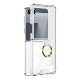 Case and Back Glass Protector Compatible With Samsung Galaxy Z Flip 8 7 with Ring Stand Clear