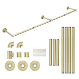 183cm Galvanized Steel Wall Mount Clothes Rack Heavy Duty Gold