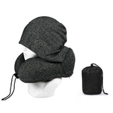 Travel Neck Pillow Hooded U Shaped Neck Cushion for Airplane Car Rest Dark Gray