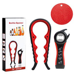 3PCS Jar and Bottle Opener Set with Non-Slip Grip Pad for Weak Hands Red