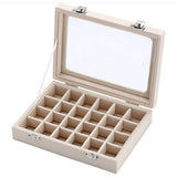 Velvet Jewelry Organizer Case for Rings Earrings Beige