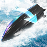 LED Transparent RC Speedboat Dual Motor with 2.4G Remote Control Blue