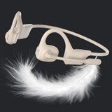 Open-Ear Air Conduction Headphones Wireless with Noise Canceling Mic for Sports Office Apricot