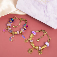 66 Pcs Kids DIY Bracelet Charm Making Kit Jewelry Making Supplies Purple