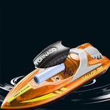 Remote Control Boat Rechargeable with LED Lights for Pool and Lake Orange