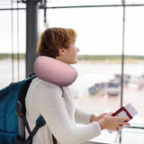 Memory Foam Travel Pillow with Storage Bag Neck Pillow for Plane Car Train Office Pink