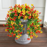 2Pcs Artificial Flowers for Outdoors Decorations Summer Fake Hanging Floral Decoration Orange-Yellow