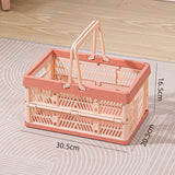 Collapsible Shopping Basket with Handles for Camping Shopping Pink