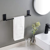 Stainless Steel Self-Adhesive Towel Rack for Bathroom – No-Drill Wall-Mounted Holder Black
