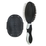 2PCS Pet Grooming Tools Double-Sided Brush for Shedding and Bathing for Short/Long Haired Dogs Cats Black
