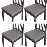 4Pcs Chair Seat Cushion Covers Water Resistant PU Leather Chair Pad Slipcover for Kitchen Dining Chair Grey