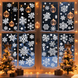 Christmas Window Clings – Snowflakes Static Stickers in Gold and Silver for Holiday Decorations Style 2