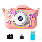 1080P Kids Digital Camera with 64GB TF Card for Christmas Birthday Pink