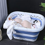 Foldable Collapsible Laundry Basket with Handle for Storage Blue