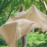 230x200cm Cotton Muslin Blanket Throw Blanket Travel Wrap Bed Cover Beige