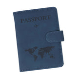 Passport Holder Protective Leather Cover Wallet With Secure Button Closure For Travel Essentials Blue