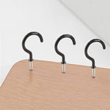 90 PCS Metal Cup Hooks Screw Screw-In Hanging Hat Peg Plant Hanger with Storage Box Black