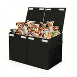 Foldable Toy Storage Organizer Box with Lid & Dividers Black Small
