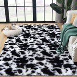 Cute Furry Pastel Rug Soft Fluffy Carpet for Living room Black and White