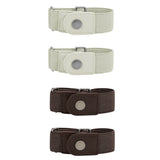 4Pcs Set No Buckle Elastic Belt for Jeans and Pants Adjustable Waistband Tightener with Double Ring Design Stretch Belt Loop Strap Beige andCoffee
