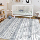 Bohemian Rug Soft Machine Washable for Bedroom Under Dining Table Home Office Blue