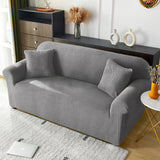 Elastic T-Shaped Jacquard Sofa Slipcover Full Cover for 1-4 Seater Gray