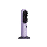 Portable Hair Straightening Brush with LED Display  3-Temperature Adjustable USB Rechargeable Styling Brush Purple
