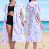 Hooded Zip Up Changing Robe Adult Microfiber Beach Towel Poncho Style 2