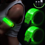 2Pcs Rechargeable  Glowing Bracelet LED Slap Wristband Night Running Security Armband Strap Green