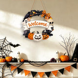 2 PCS Engineered Wood Halloween Ghost Pumpkin Hanging Door Signs Style 2