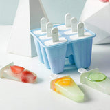 6-Cavity Ice Cream Popsicle Molds Ice Lolly Mold with Sticks Blue