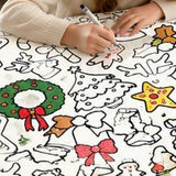 Christmas Coloring Blanket for Adults DIY Black White Line Art Style 2