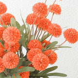 5 PCS Stem Cloth Dandelion Ball Artificial Flowers with Bendable Stems Orange
