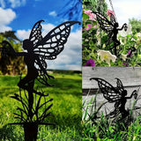 3Pcs Set Garden Fairy Silhouette Stakes Metal Fairy Garden Decor Lawn Ornament