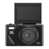 5K Digital Camera WiFi Vlogging Camera with 180 Degree Flip Screen Black