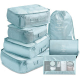 7 Pcs Set Travel Packing Organizers for Space Saving Packing Cubes Luggage Organizers Travel Accessories Blue
