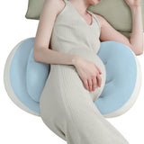 Portable W Shaped Pregnancy Pillow Maternity Support for Side Sleepers Blue
