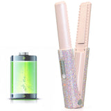 Wireless Hair Straightener and Curler Portable USB Rechargeable Hair Styling Comb Flat Iron for Travel Pink