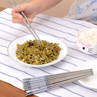 10 Pairs of Stainless Steel Chopsticks Asian Dinner Chopsticks Style 2