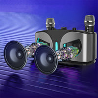 Wireless Bluetooth Karaoke Speaker with 2 Microphone Home KTV Set Grey