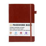 Password Book with A-Z Alphabet Tabs and Elastic Closure Brown