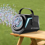 Remote Control Bubble Machine with LED Lights Bubble Maker Party Toy for Wedding Event Black