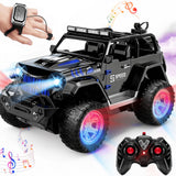 Remote Control Car with Color Lights Stickers Rechargeable Off Road Truck Black