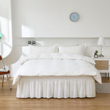 Wrap Around Bed Skirts Dust Ruffles Bed Skirt with Adjustable Elastic Belt White