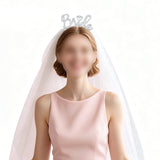 3Pcs Bride to Be Headband with Sash and Veil for Bachelorette Party Decorations White Rhinestone