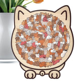 135-Piece Colored Cat-Shaped Wooden Jigsaw Puzzle with Stand for Cat Lovers Style 3